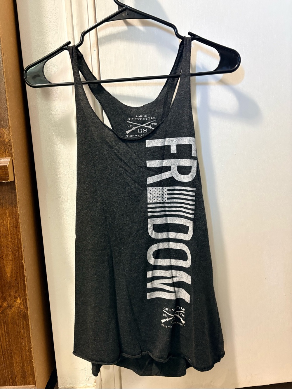 Grunt Style Black Tank Top with White Print